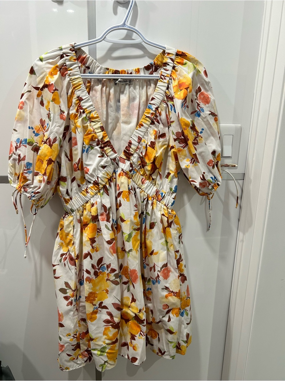 Abercrombie & Fitch White Dress with Yellow Floral Print